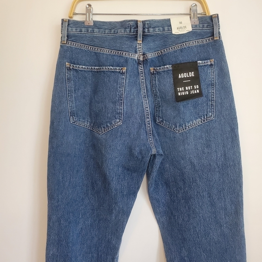 Agolde Riley Hi Rise Straight Crop Jeans In Air Blue - Picture 6 of 7